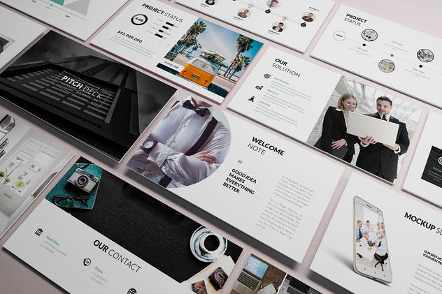 现代时尚简约风业务介绍PPT幻灯片模板素材 Pitch Deck Powerpoint Template插图(1)