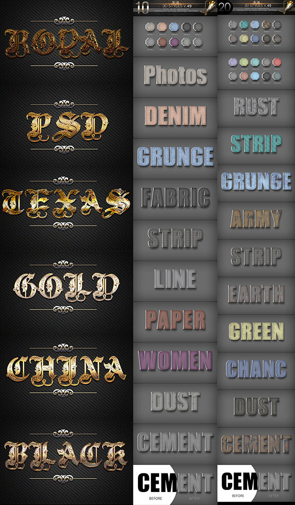 40款3D文字图层样式打包下载[psd,asl]插图