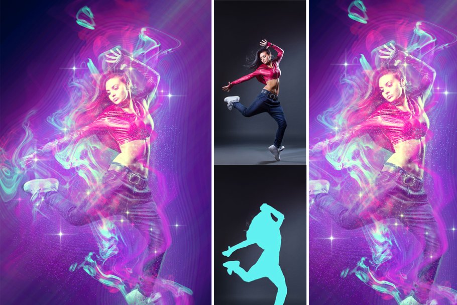 运动能量彩墨特效Photoshop动作 Energy  Photoshop Action插图