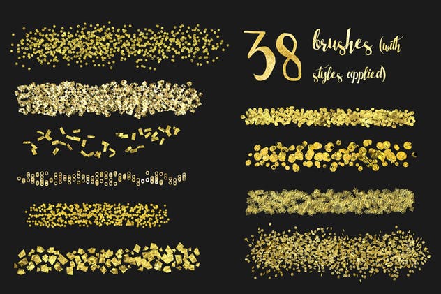 金漆闪闪图层样式、PS笔刷&纹理合集（2） Golden Era for Adobe Photoshop插图(7)