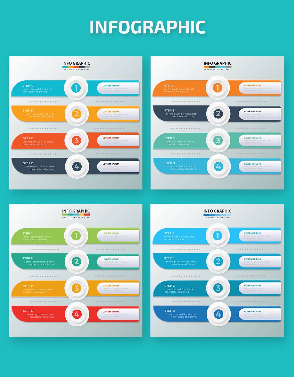 流程步骤图形信息图表设计素材 Infographic Elements Design插图(1)