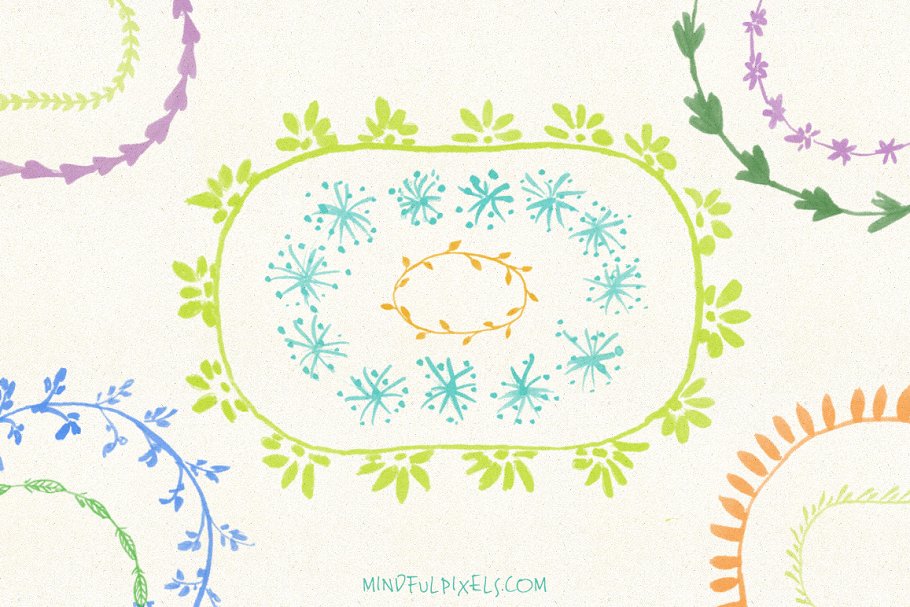 水彩风格标签PS笔刷 Label Watercolor Brushes插图(1)