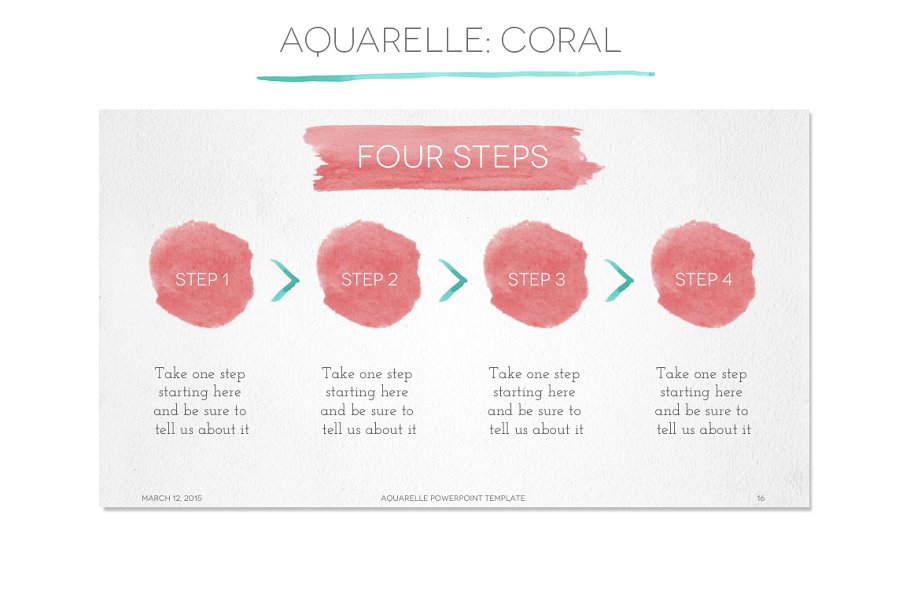 透明水彩画风格PPT幻灯片模板 Aquarelle Powerpoint Template插图(4)