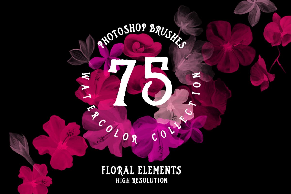 75款水彩手绘数码绘画PS笔刷合集 75 Photoshop Brushes Watercolor Collection插图