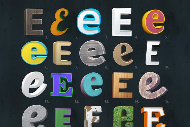 不同风格3D立体文字特效样式智能样机模板 3D Text Mockup Kit插图(1)