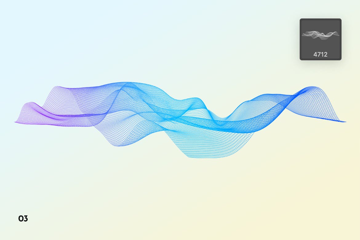 抽象数字网格波纹背景纹理PS笔刷 Digital Grid Waves Photoshop Brushes插图(6)