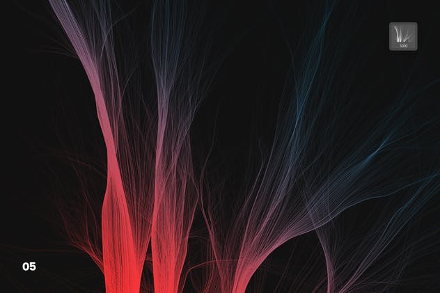 数码仿真柔顺头发特效图案PS笔刷 Digital Smooth Flow of Hairs Photoshop Brushes插图(5)