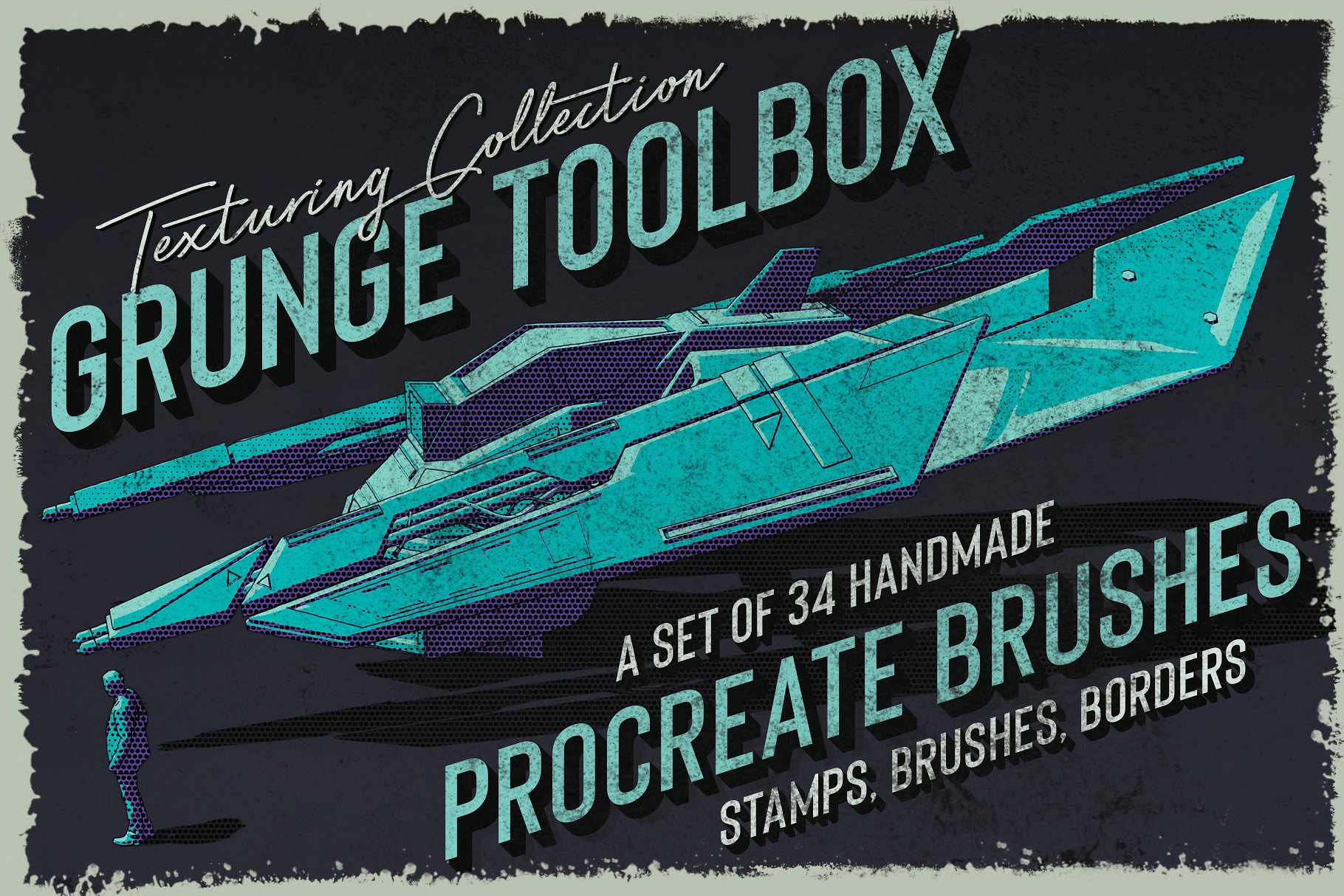 素描卡通3D渲染笔刷 Grunge Toolbox Procreate Brushes插图