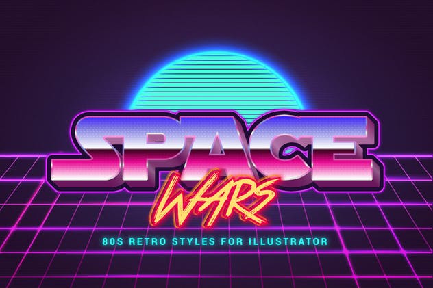 80年代复古插画风格PS字体样式 for AI 80s Retro Illustrator Styles插图(3)