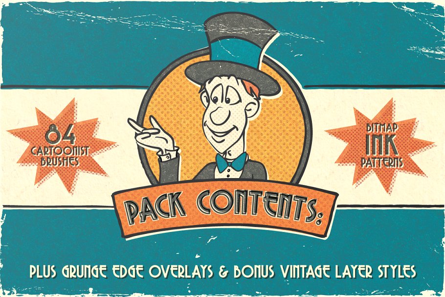 复古漫画书风格纹理AI笔刷 The Retro Comic Book Tool Kit插图(1)