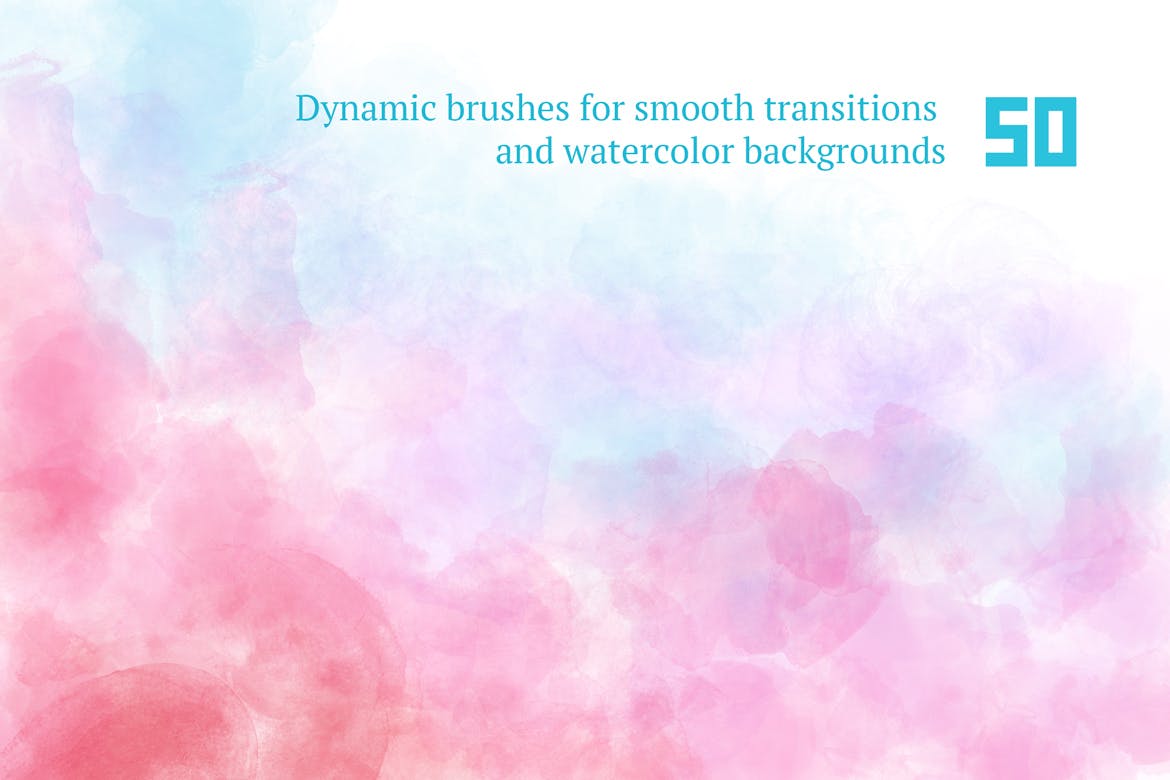 50个手工水彩笔刷笔触图形PS笔刷#1 Watercolor Brush Set #1插图(4)