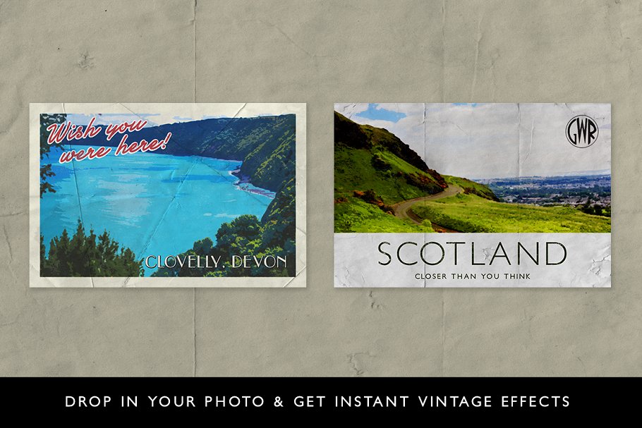 复刻1900’s年代明信片风格图层样式 PosterPress for Photoshop插图(4)