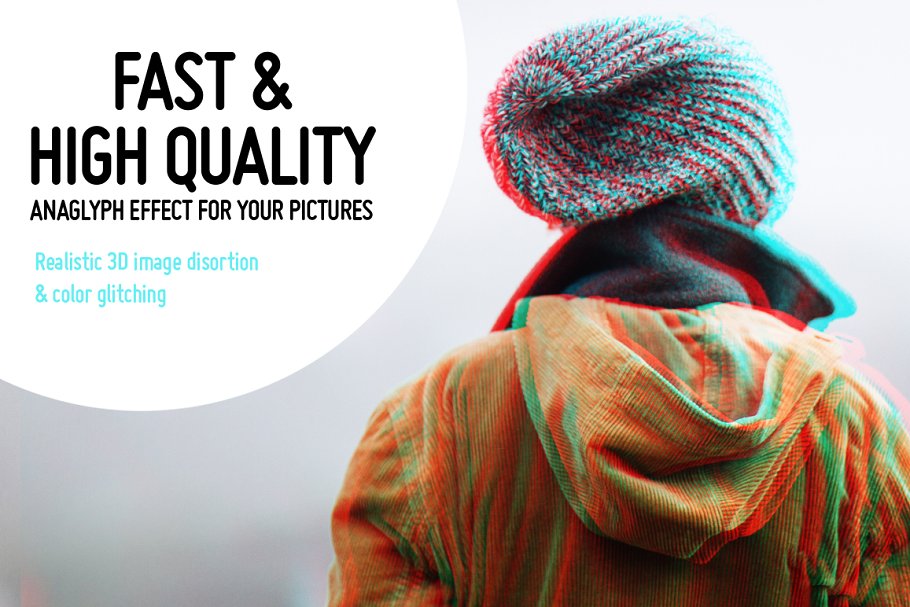 3D立体化浮雕照片处理效果PS动作 Quick 3D Anaglyph Effect插图(1)