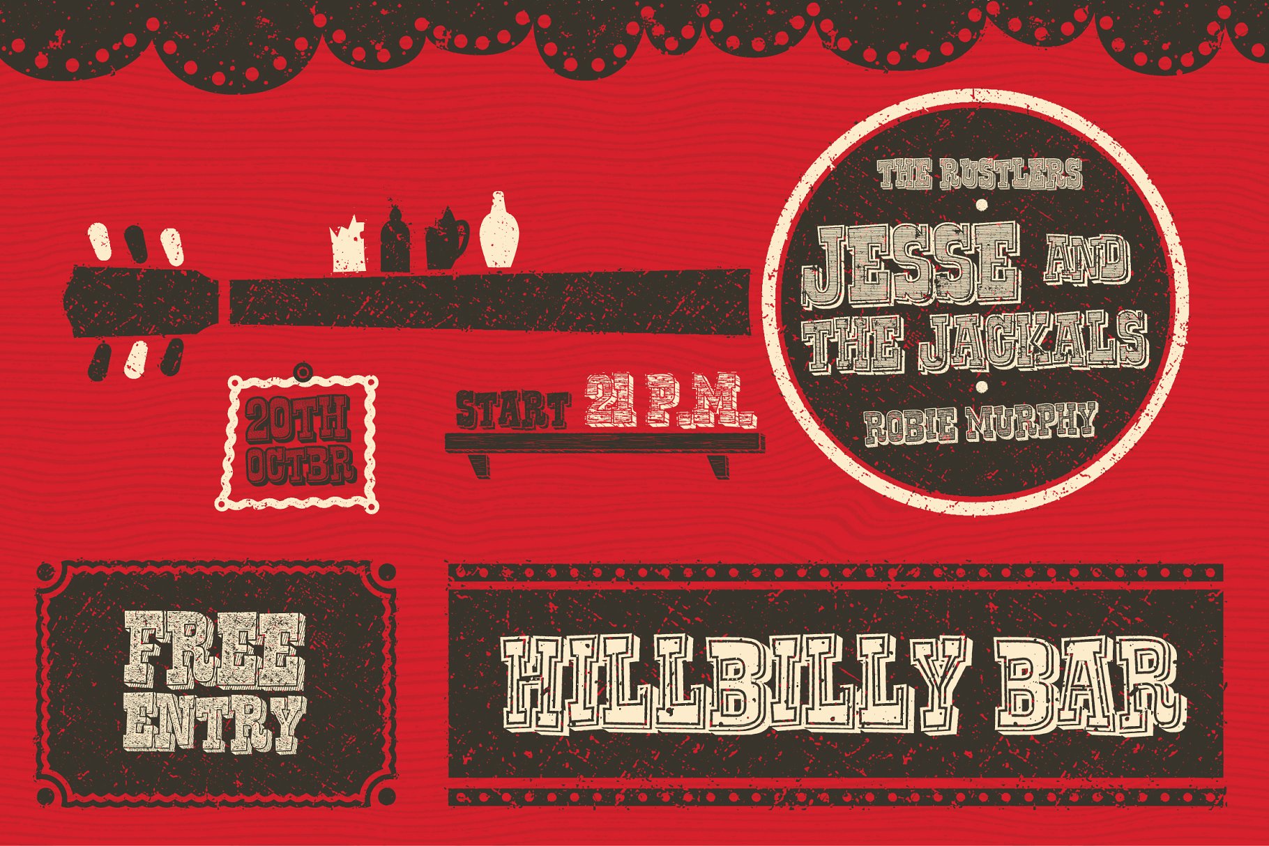 复古西部牛仔电影风格AI图层样式 Western Typography Saloon插图(2)