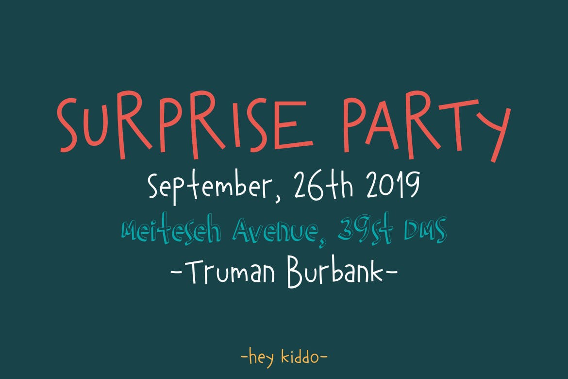 可爱仿小孩铅笔手写英文无衬线字体 Hey Kiddo – Children Font插图(4)