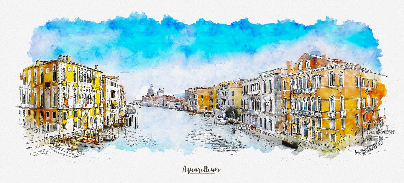 城市风景转水彩&铅笔素描效果PS动作 Aquarelleum – Urban Sketch Photoshop Action插图(5)