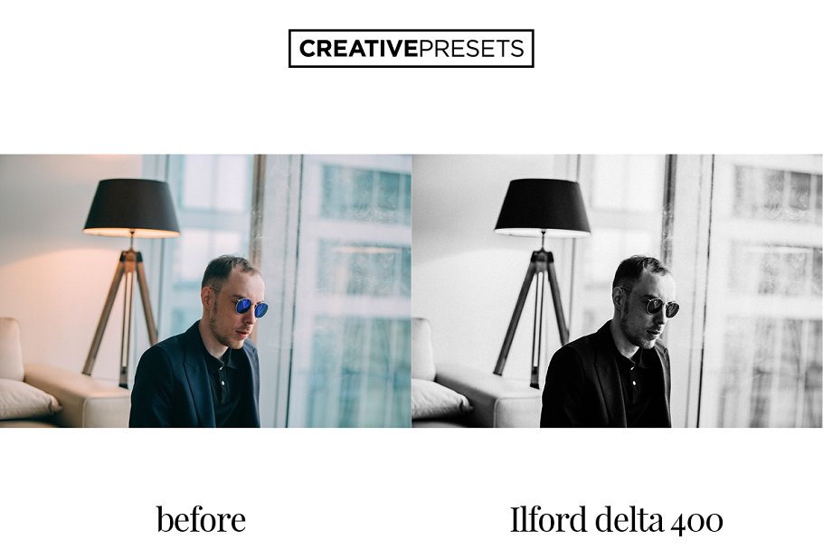 复古怀旧风格黑白照片调色滤镜LR预设 Vintage B&W Film Lightroom Presets插图(2)