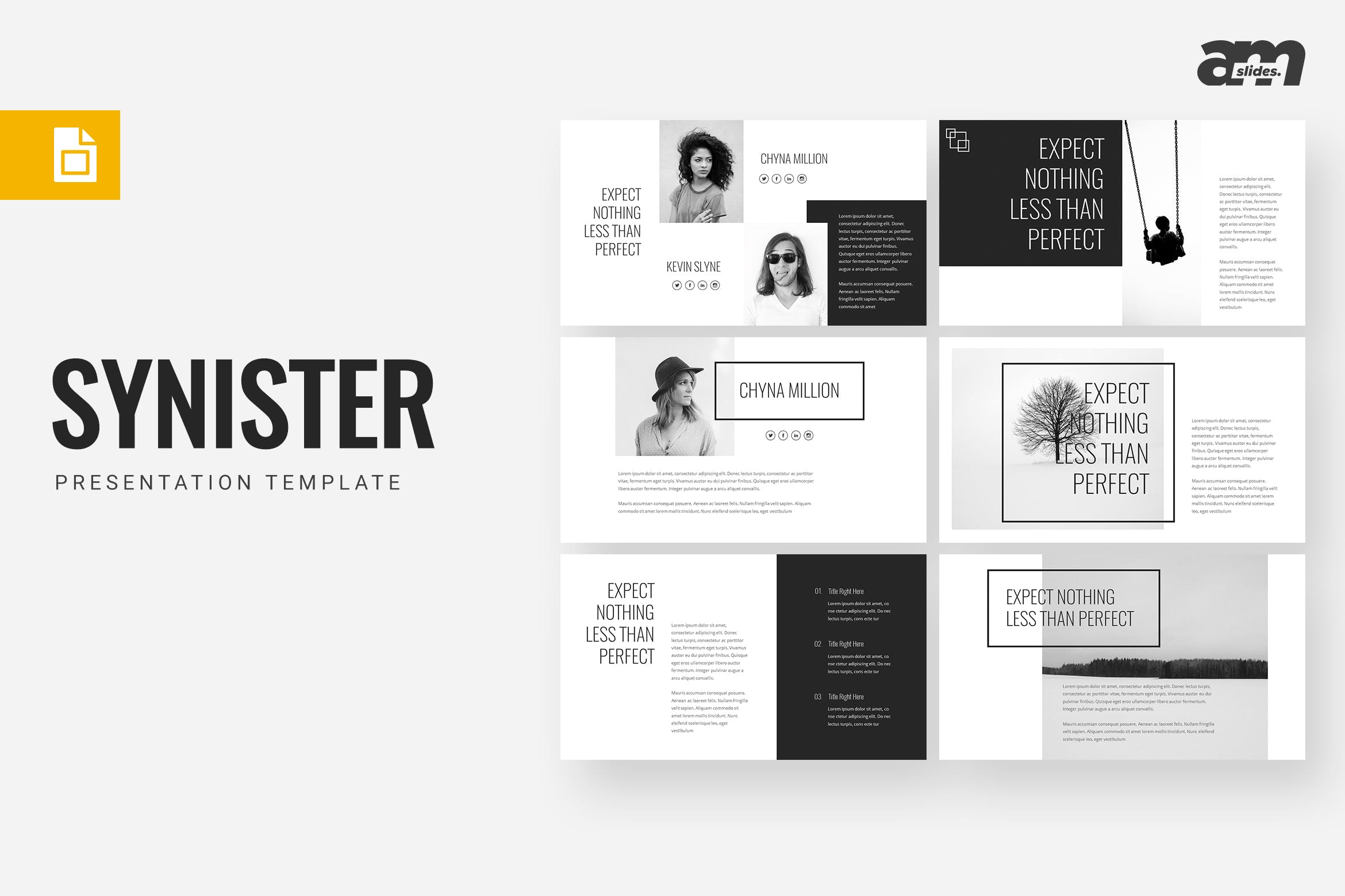 创意设计公司谷歌幻灯片设计模板 Synister – Google Slides Template插图