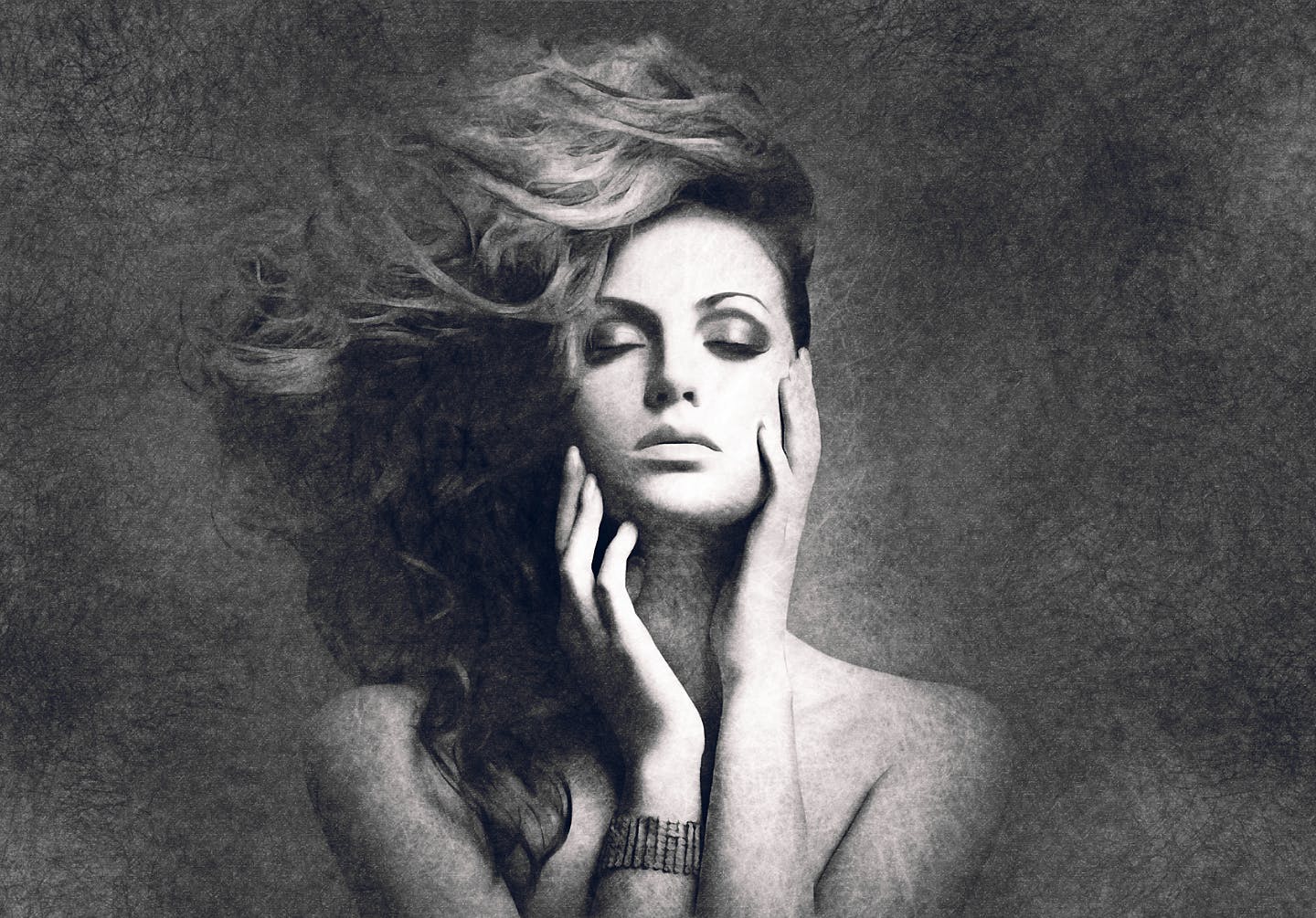 逼真铅笔素描效果一键生成PS动作 Dark Sketch CS4+ Photoshop Action插图(1)