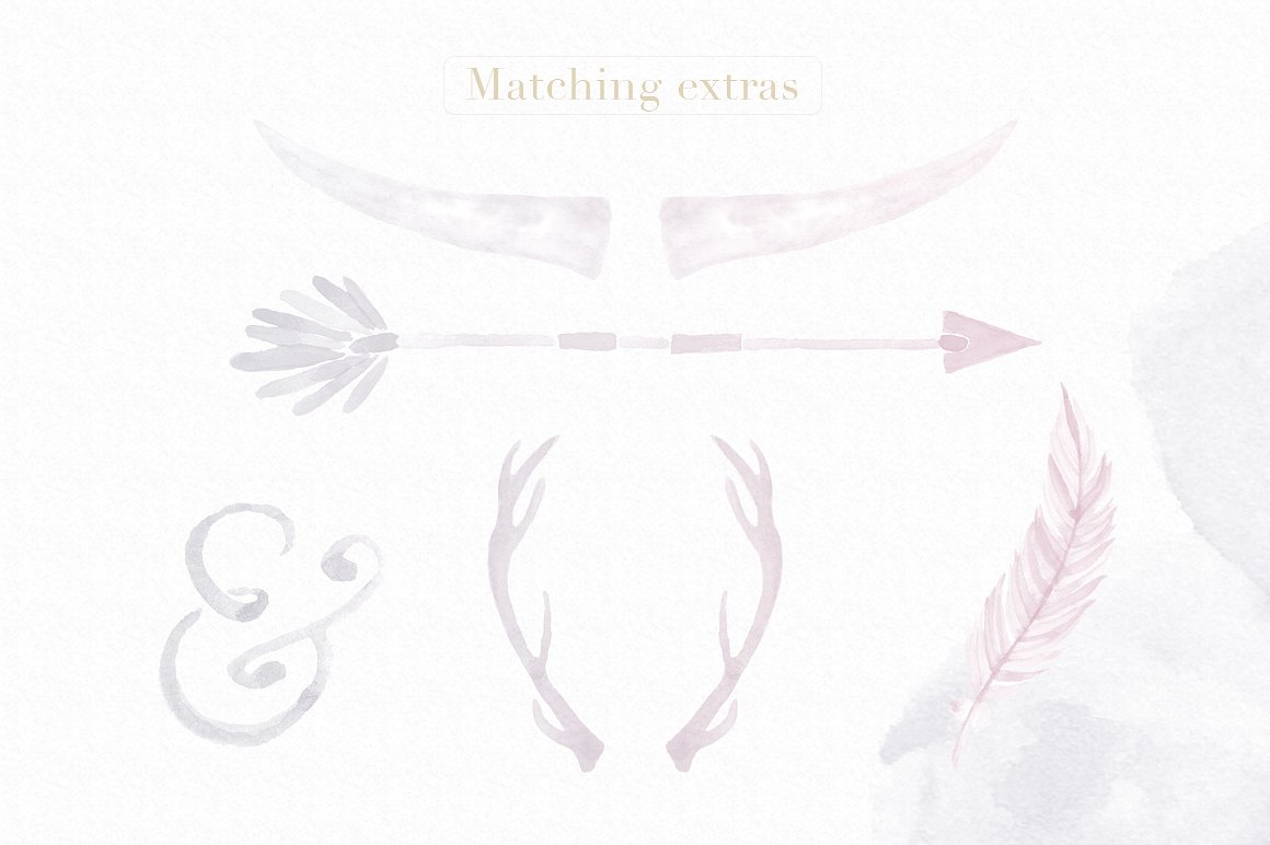 浅灰暗色调花卉元素Photoshop笔刷 Floral Watercolor Photoshop Brushes插图(3)