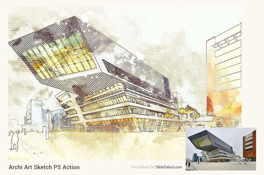 逼真建筑主题艺术素描PS动作 Archi_Art_Sketch_Photoshop_Action_V2插图(8)