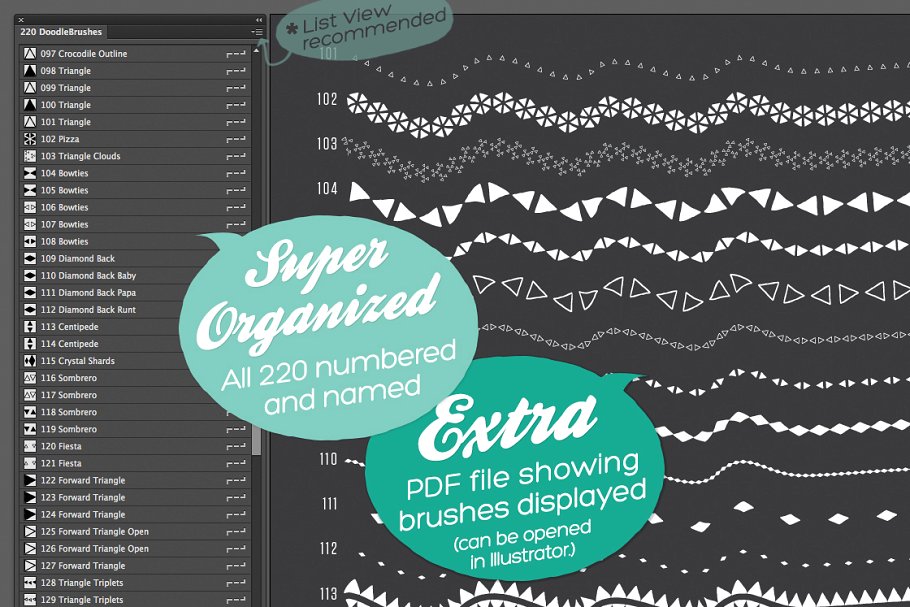 220款素描图案线条AI笔刷 220 Sketched Illustrator Brushes插图(1)