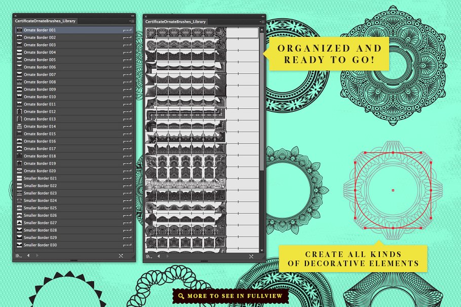 授权证书认证证书装饰花边图案AI笔刷 Certificate Style Ornate Brushes插图(2)