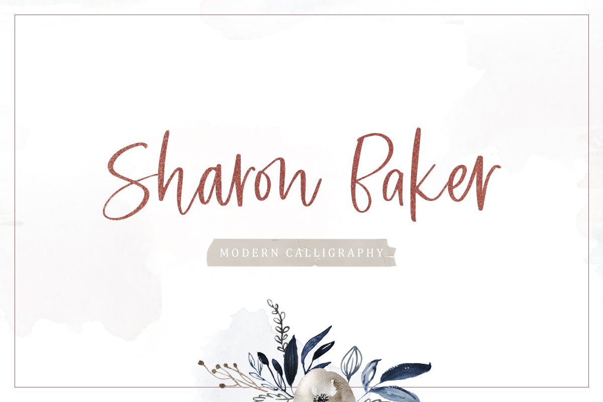 现代可爱英文书法字体下载 Sharon Baker – Modern Script插图