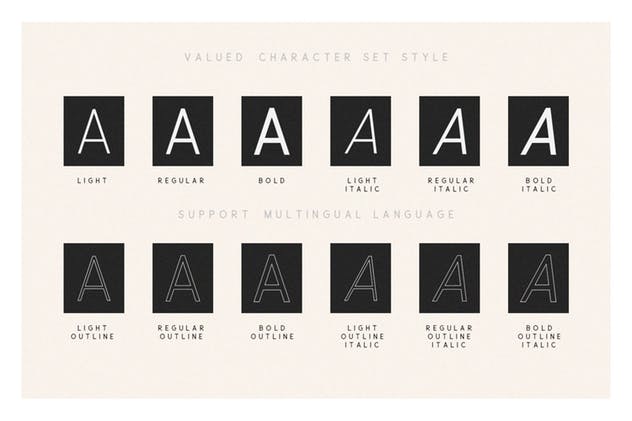 极简主义实心/空心无衬线英文字体家族 Valued – A Deluxu Sans Serif Family插图(2)