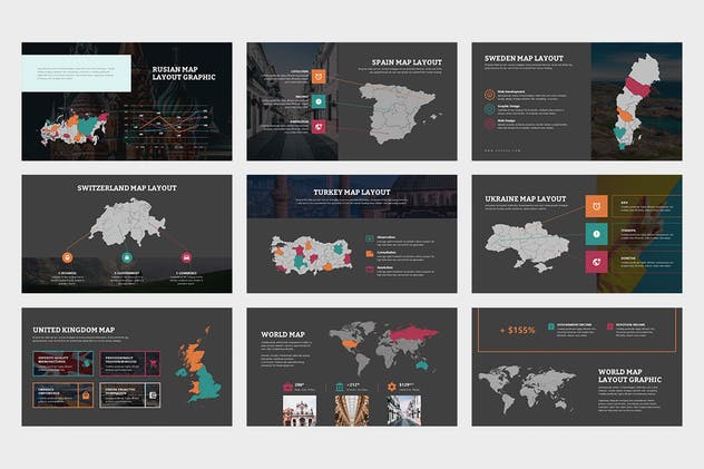 欧洲地区矢量地图PPT幻灯片模板素材 Eurove : Europe Region Vector Map Powerpoint插图(3)