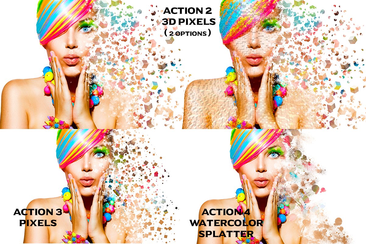 8款炫彩人像消失特效照片处理动作 8 Dispersion Actions for Photoshop插图(3)