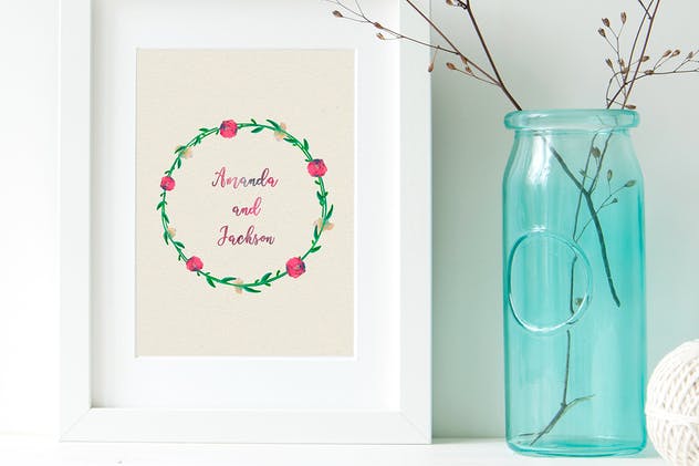 水彩花卉绘画图案＆AI画笔笔刷 Illustrator Floral Art & Pattern Brushes插图(3)