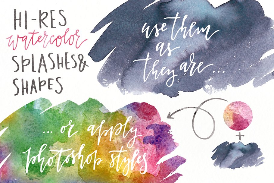 水彩纹理&图层样式设计套装 Watercolor Magic – design kit插图(3)