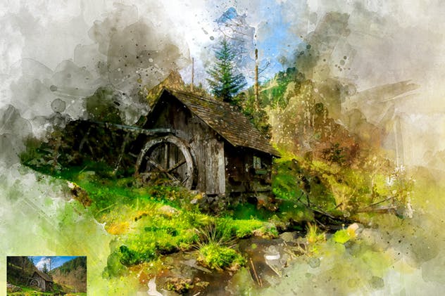 水彩艺术插画照片效果一键生成PS动作 Perfectum 2 – Watercolor Artist Photoshop Action插图(9)