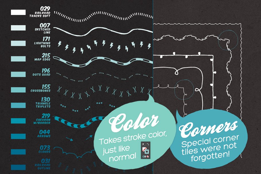 220款素描图案线条AI笔刷 220 Sketched Illustrator Brushes插图(3)