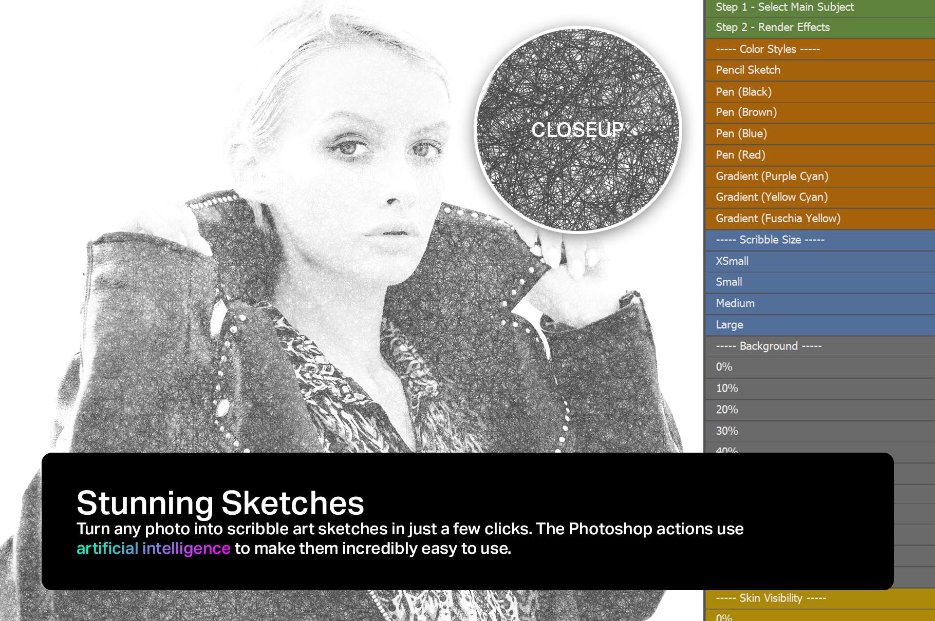 建筑素描艺术绘画效果一键生成PS动作 AI Scribble Art Photoshop Actions插图(1)
