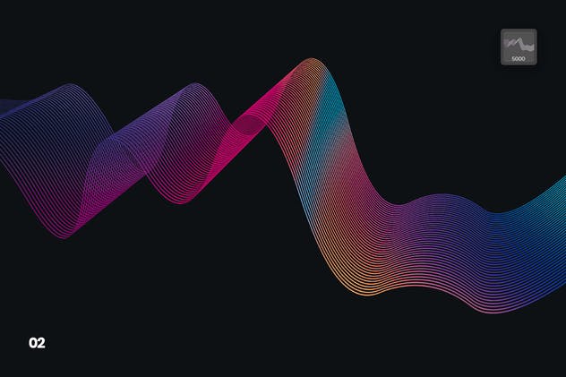 数字线性波浪线条图案PS笔刷 Digital Linear Waves Photoshop Brushes插图(2)