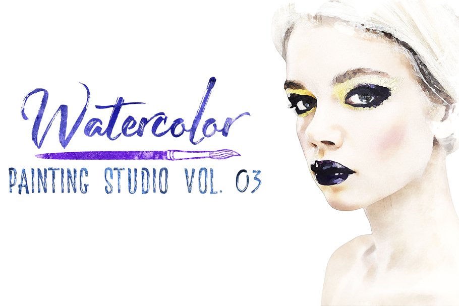 水彩绘画设计PS动作套装v3 Watercolor Painting Studio Vol. 03插图
