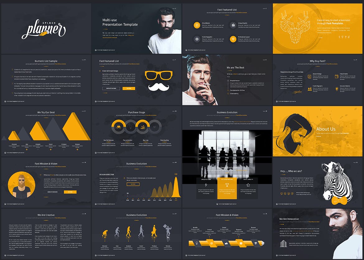 5颜色的高端时尚powerpoint幻灯片演示模版（ppt）插图(2)