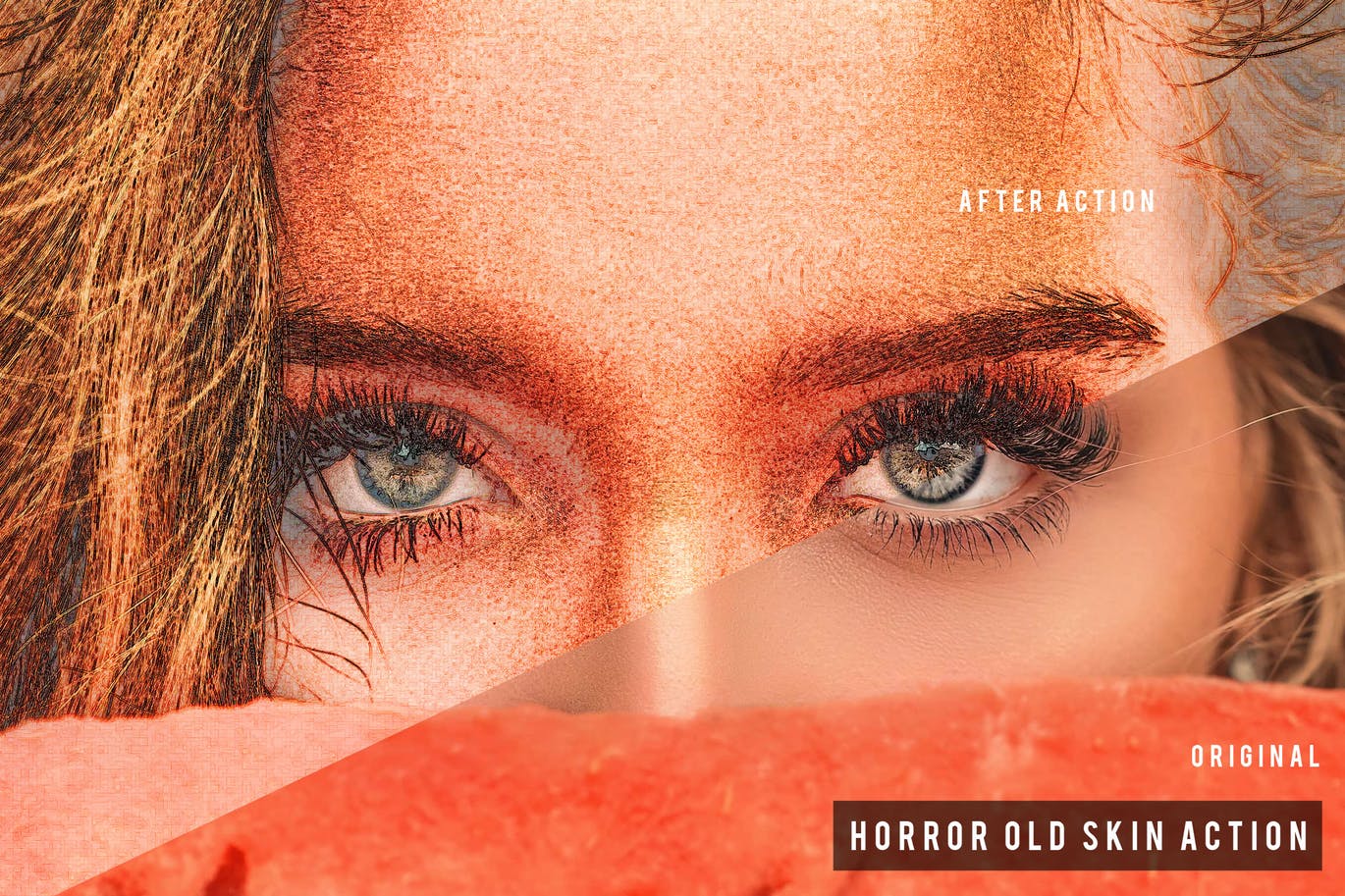 时装秀模特创意肤色彩妆特效素材库精选PS动作 Horror Old Skin Art Action插图