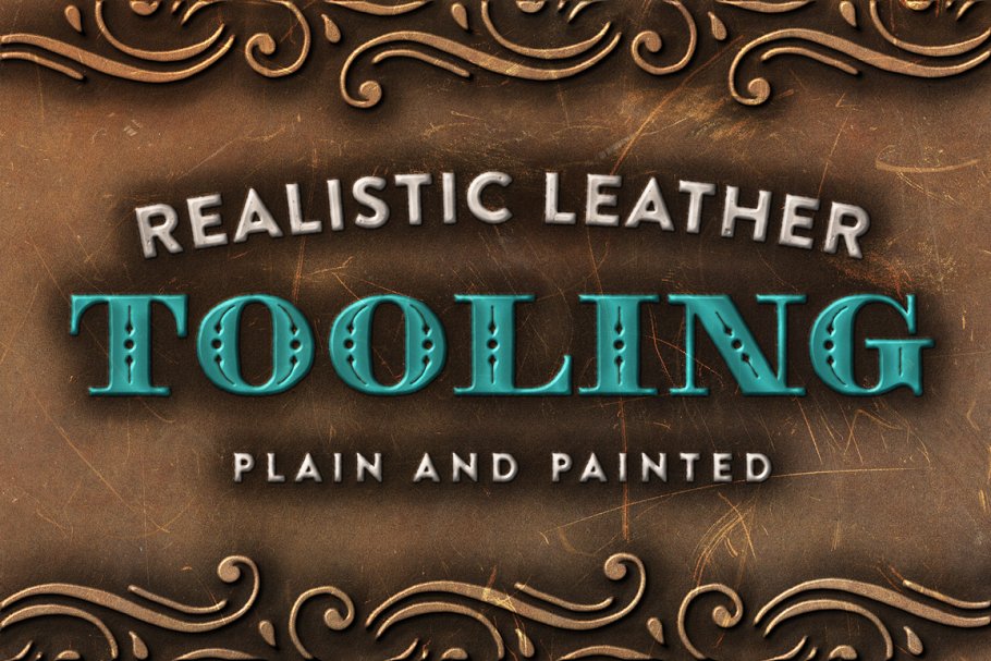 怀旧经典皮革真皮图层样式 The Leathercrafter – Smart PSD插图(1)