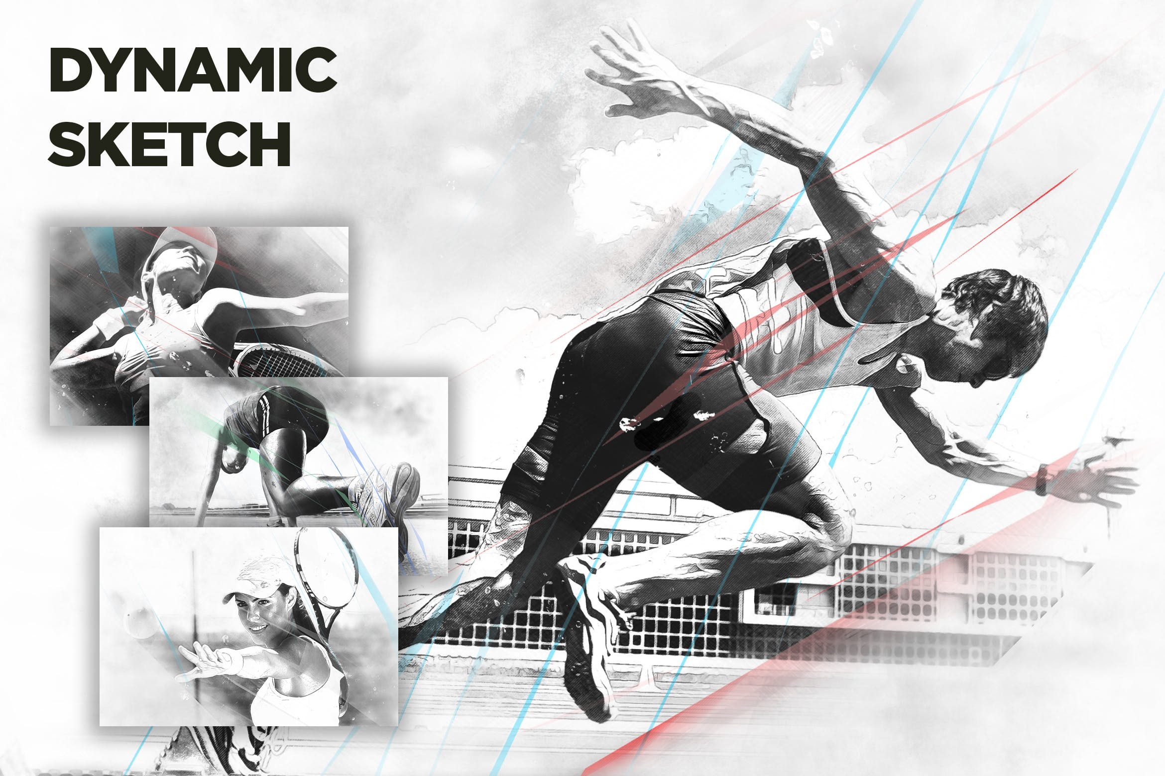 动感艺术铅笔素描手绘效果素材库精选PS动作 Dynamic Sketch CS3+ Photoshop Action插图