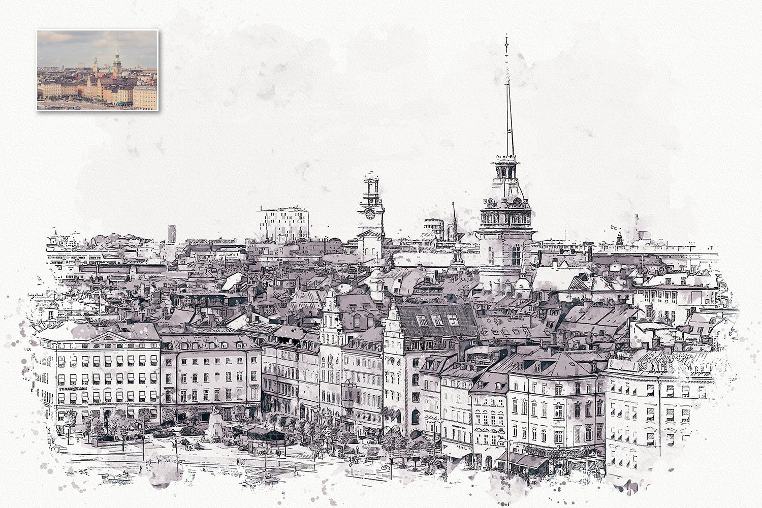 城市速写艺术效果PS动作 Urban Sketch Photoshop Action插图(9)