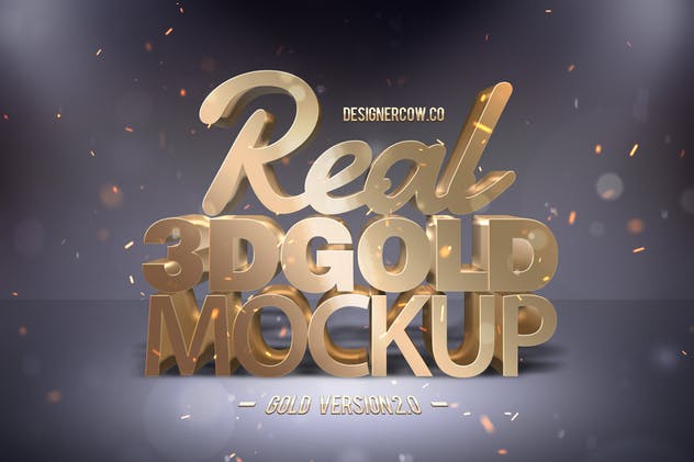 炫酷金属3D特效PSD样机模板v1 Real 3D text Mockups V1插图(1)