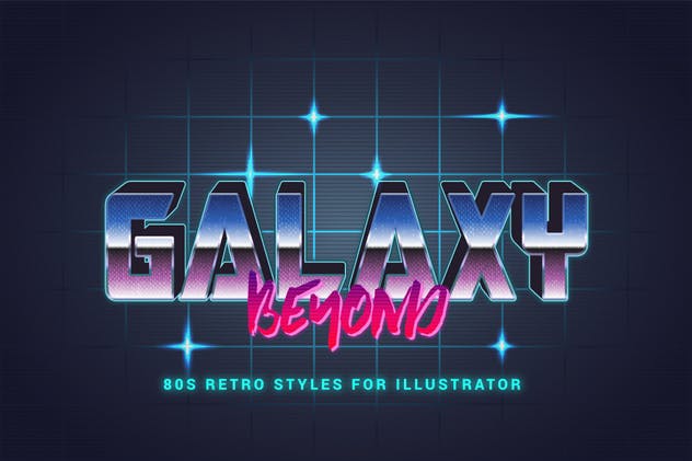80年代复古插画风格PS字体样式 for AI 80s Retro Illustrator Styles插图(11)