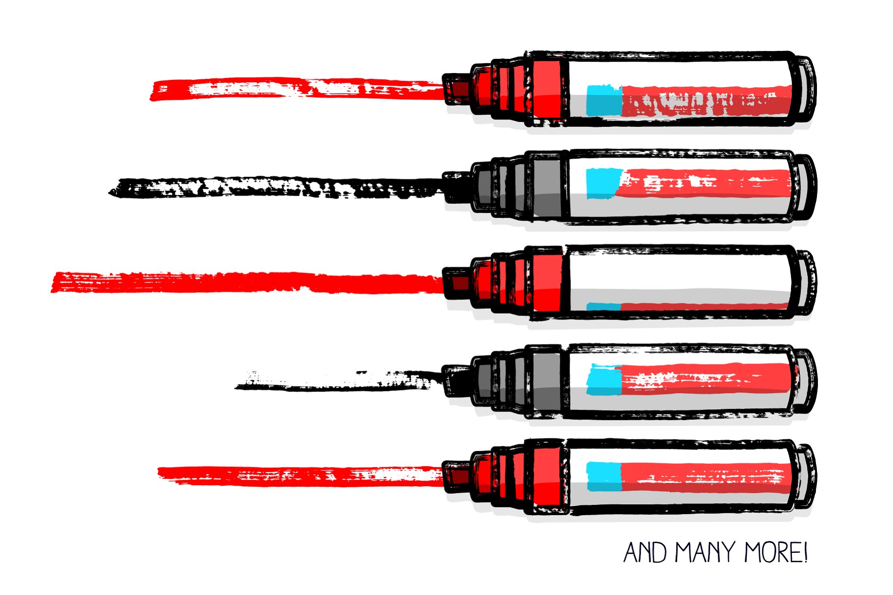 干笔记号笔笔画AI笔刷 Thick and dry marker AI brushes插图(3)