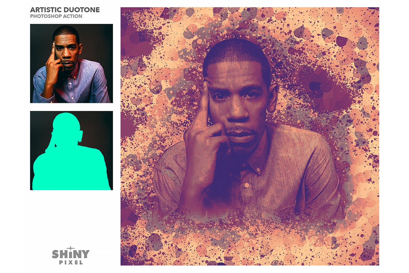 80年底双色调艺术风格效果图片处理PS动作 Artistic Duotone Effect – Photoshop Action插图(1)