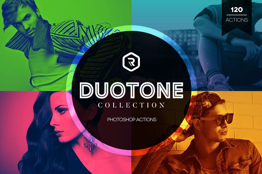 双色调照片效果PS动作 Duotone Collection Photoshop Actions插图