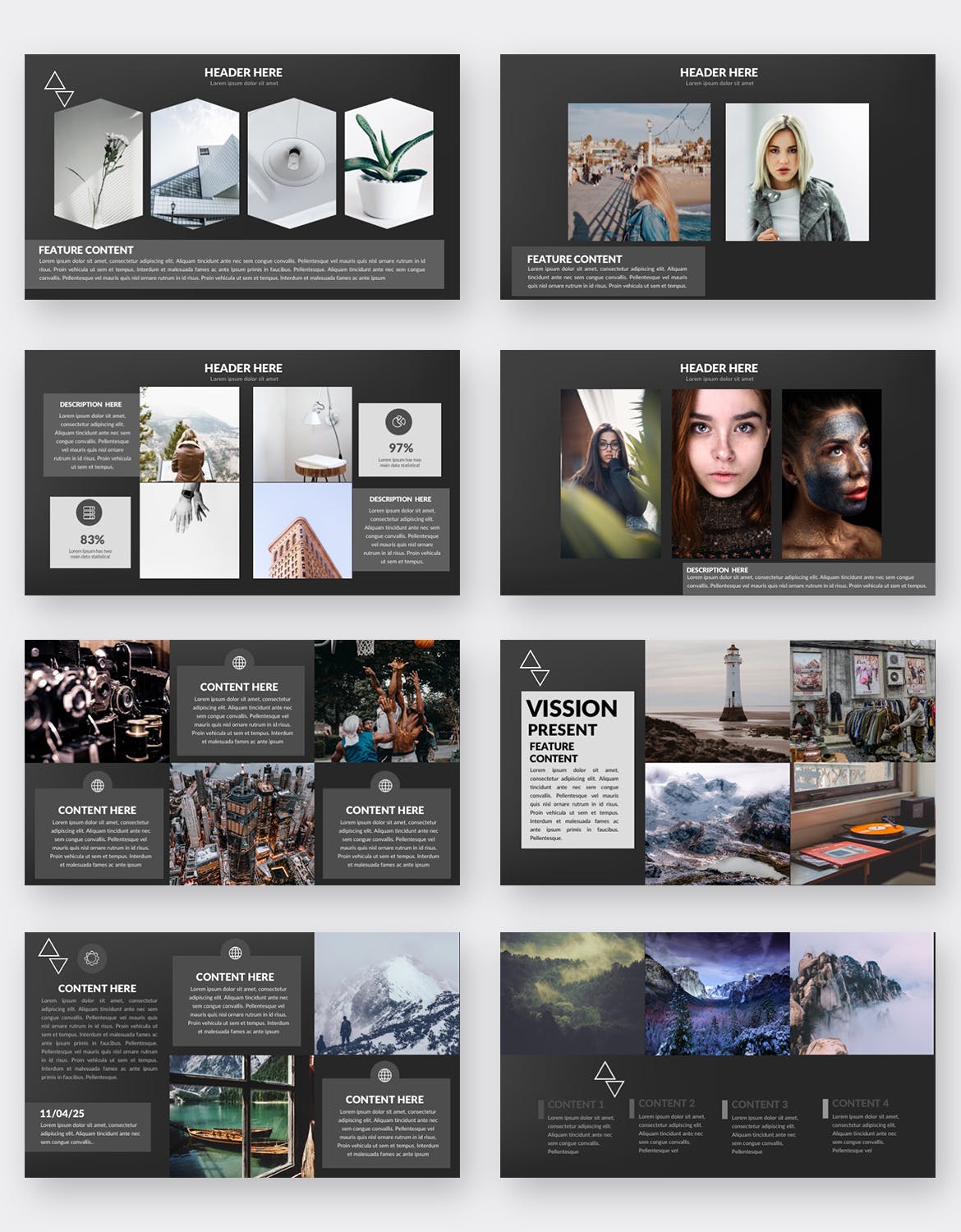 多图设计风格旅游/摄影行业适用的PPT模板 Kidak Powerpoint Template插图(8)