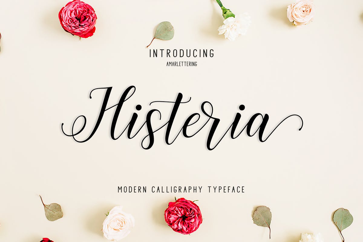 飘逸舞蹈线条手写英文草书字体 Histeria Script插图